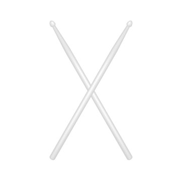Two crossed wooden drumsticks in white design