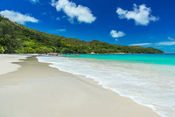 Paradise beach on tropical Island Praslin - Anse Lazio, Seychelles