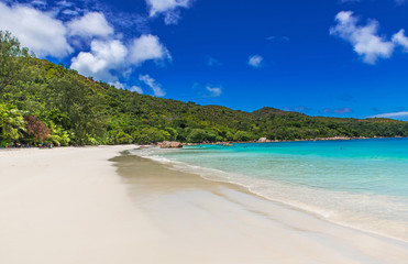 Paradise beach on tropical Island Praslin - Anse Lazio, Seychelles