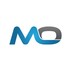 MO company linked letter logo blue - obrazy, fototapety, plakaty