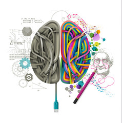 Left and right brain, concept of consciousness, eps10 vector