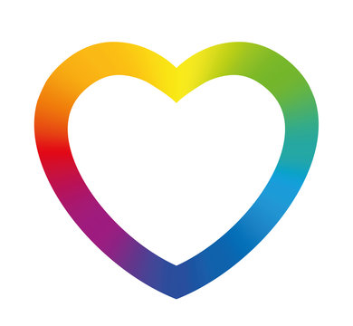Rainbow colored heart frame. Illustration on white background.