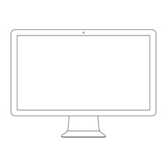 monitor outline icon symbol on the white background - obrazy, fototapety, plakaty