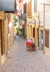Narrow street in the center of Chania.