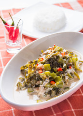 chopped legumes and winged beans