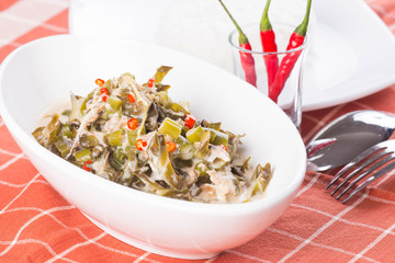 chopped legumes and winged beans