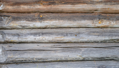 Fototapeta na wymiar Wooden wall from logs as a background texture
