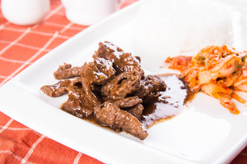 sirloin steak with kimchi