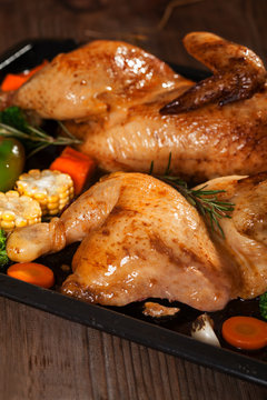 Roasted chicken with vegetables 