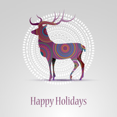 Happy holidays greeting card with a deer, eps10 vector