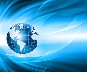 Best Internet Concept of global business. Globe, glowing lines