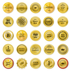 Collection gold labels for promo seals. Can be use for website,