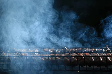 Fotobehang Grill / Barbecue gegrild vlees rook gerookt barbecue