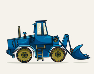 Heavy construction machine. Vector cartoon illustration.