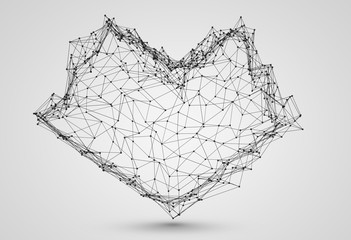 Stylized low poly wire construction concept concepts connection heart - 93017953