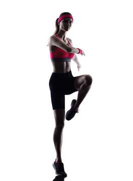 woman fitness jumping  exercises silhouette