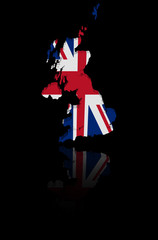 Fototapeta na wymiar UK map flag with reflection illustration