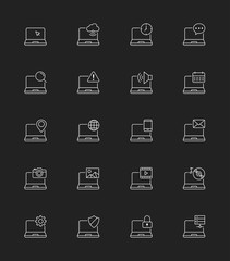 Laptop Computer icons, Thin line - Vector Illustration 
