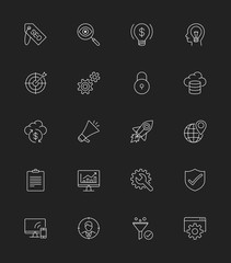 SEO & Internet icons set 1, Thin line - Vector Illustration