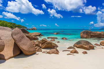Fototapeta na wymiar Anse Lazio - Paradise beach in Seychelles, island Praslin