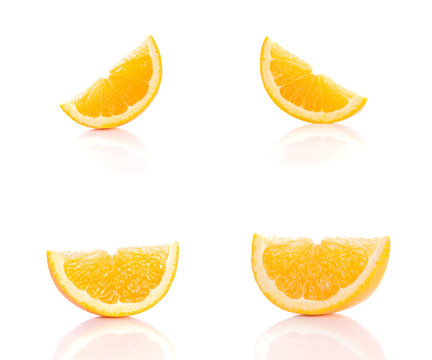 Oranges cut on white background.