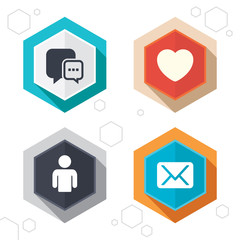 Social media icons. Chat speech bubble and Mail.