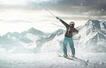 Zelfklevend Fotobehang Happy Skier © lassedesignen