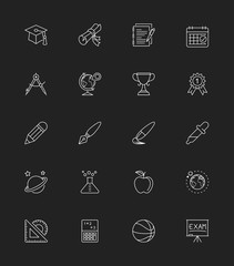School and Education icons set 2, Thin line - Vector Illustration