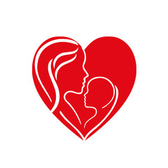 Woman, manand their child, vector symbol in simple lines