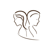 Woman and man, vector symbol in simple lines
