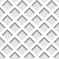 Abstract geometric seamless pattern - white diagonal cage (rhombus hole)
