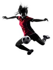 Plakat woman soccer player isolated silhouette