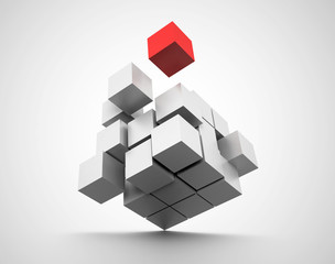 cubes in concept of balance. 3d render