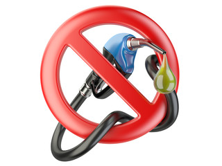 No Gasoline, nozzle fuel  sign ban. No Gas station icon