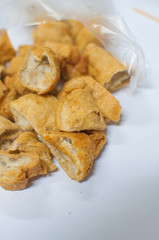 The fish sticks in the white background