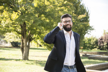 hipster at his smartphone