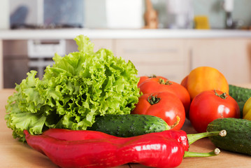 natural organic healthy food on a kitchen