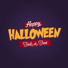 Naklejka na ściany i meble Happy Halloween Vector Illustration. Spooky Text with Banners on a purple background.