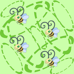 Bees on a light green background