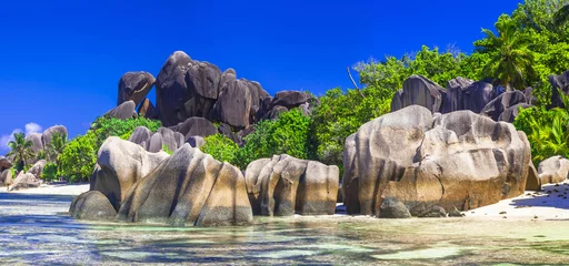 Wall murals Anse Source D'Agent, La Digue Island, Seychelles Anse source d'argent - one of the most beautiful beaches. Seychelles is ands, la Digue