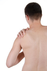 Naklejka premium pain in the back of the guy 