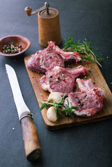 Fresh raw lamb ribs with spices