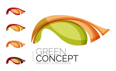 Set of abstract eco plant icons, business logotype nature green