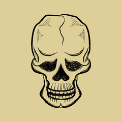 drawing pen skull with a smile for the holidays, halloween, day