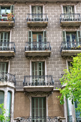 Fototapeta na wymiar House Facades in Barcelona, Spain