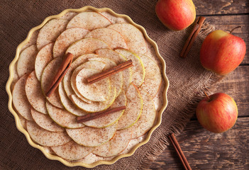 Traditional homemade thanksgiving apple pie raw dough