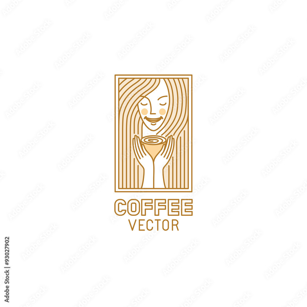 Aufkleber vector logo design template in trendy linear style