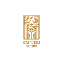 Vector logo design template in trendy linear style