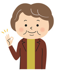 Obraz premium OKする中年女性