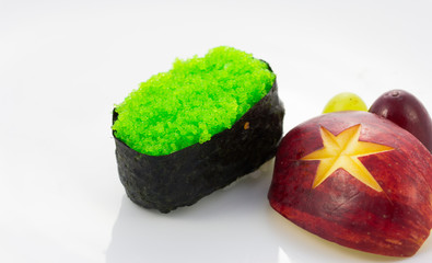 Delicious sushi pieces  on plate